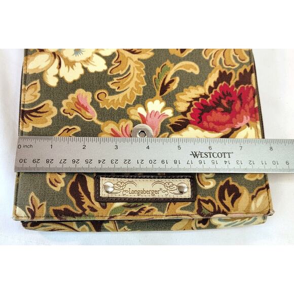 Longaberger Homestead Crossbody Bag Brown Floral Inner Pockets Adjustable Strap - Picture 12 of 13